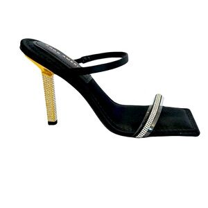 Good American Black and Gold Heels with Sleek Design. Size 9